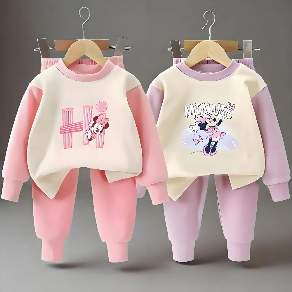 Girls Long Sleeve Pyjamas Set Dralon Fabric Casual Home Wear Sleepwear