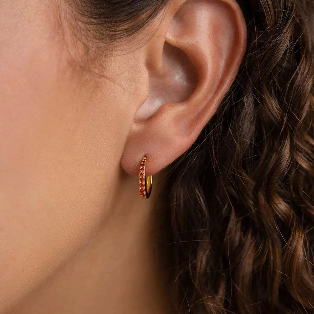 8mm Stainless Steel Minimal Hoop Earrings Zirconia Helix Tragus