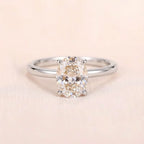 925 Sterling Silver Zircon Gorgeous Shiny Oval Stone Ring Engagement Wedding Luxury Jewellery