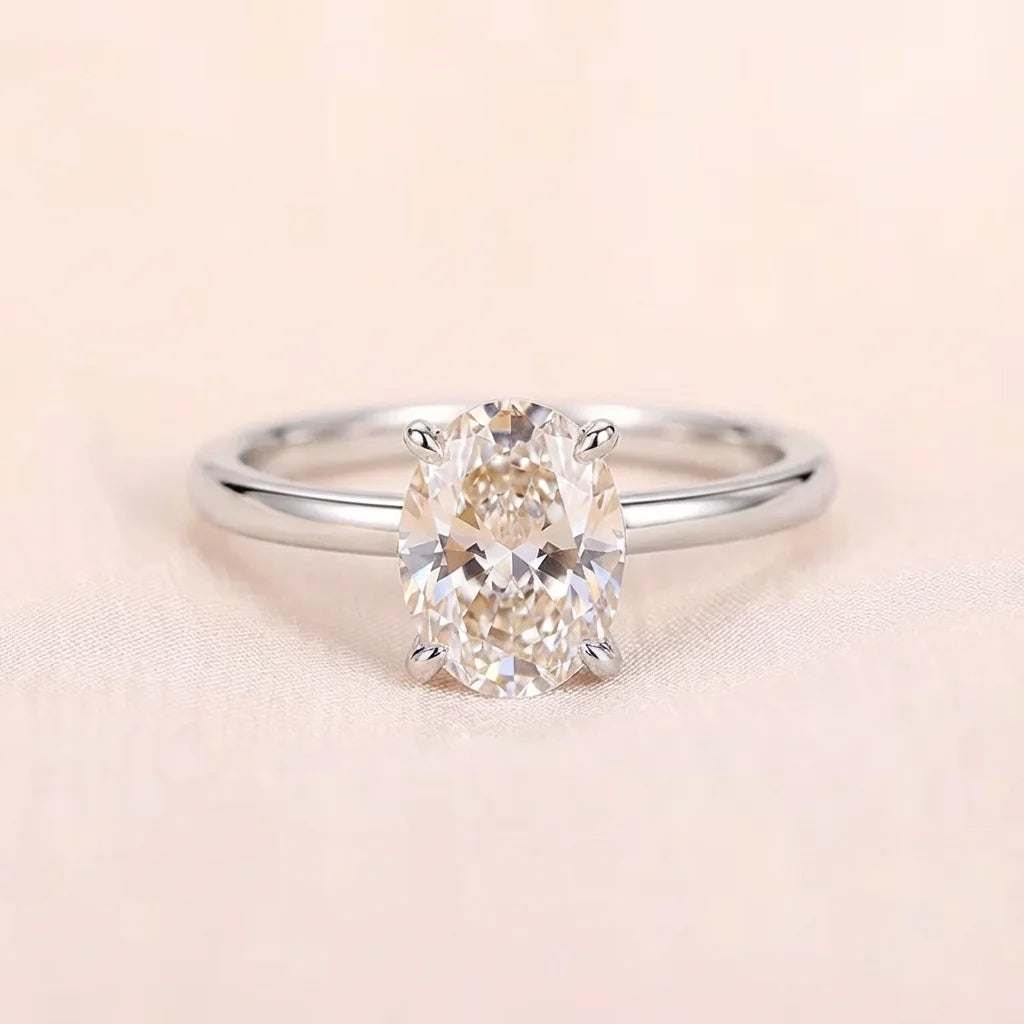 925 Sterling Silver Zircon Gorgeous Shiny Oval Stone Ring Engagement Wedding Luxury Jewellery