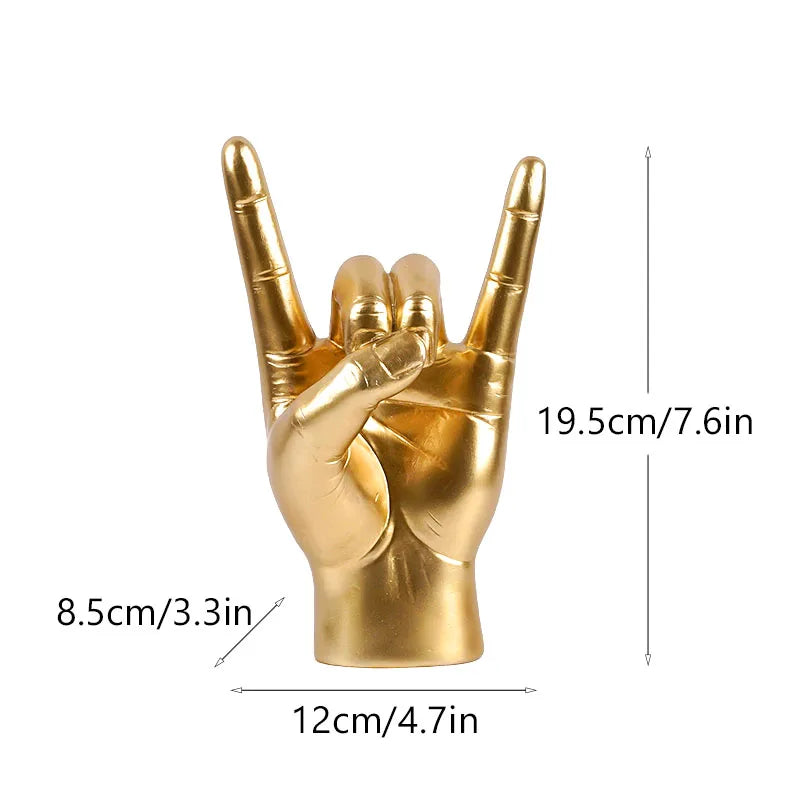 Resin Rock and Roll Gesture Hand Figurines Devil Horns Sculpture Tabletop Pop Art