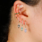2PCS New Design Stainless Steel Heart Hoop Earring Vintage Zirconia