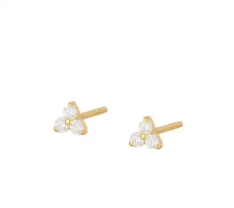 New Stainless Steel Cubic Zirconia Link Chain Ear Studs Triangle