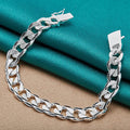 10mm Side Chain Bracelet 925 Sterling Silver Men Women Wedding Charm Gift