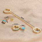 3PCS Sets Stainless Steel Two Hole Hoop Earring Small Leaf Studs