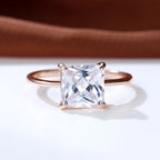Delicate Purple Yellow Ice Flower Stone Square Rings For Women Silver Gold Color White Zircon Thin Wedding Bands Party Jewelry