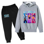 Kids Kpop Demon Hunter Anime Print Hoodie & Sports Pants 2-Piece Casual Set
