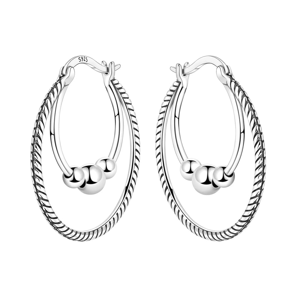 925 Sterling Silver Cute Lazy Cat Animal Pet Hoop Earrings Birthday Gift