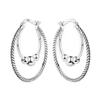 925 Sterling Silver Cute Lazy Cat Animal Pet Hoop Earrings Birthday Gift