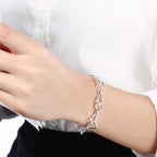 Twisted Circle Chain Bracelet 925 Sterling Silver Luxury Fashion Lovers Gift