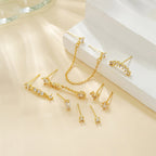 Stainless Steel Link Chain Gold Colour Hanging Earrings Long Tassels