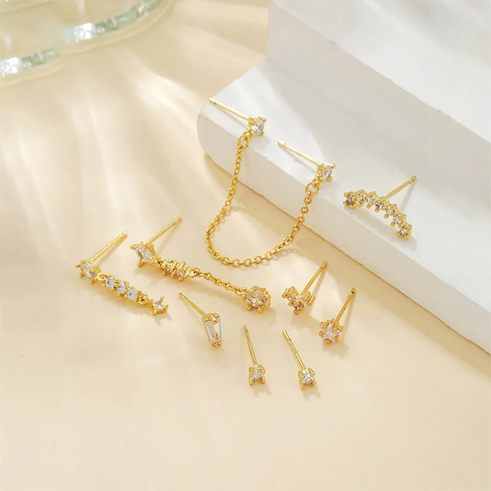 Stainless Steel Link Chain Gold Colour Hanging Earrings Long Tassels