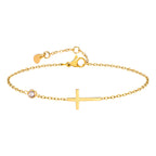 Birthstone Zirconia Thin Chain Link Cross Bracelet Stainless Steel Women's Adjustable Link Stacked Layered Chain Bracelets