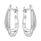 925 Sterling Silver Curled Grass Pattern Flower Hoop Earrings Women's Jewellery