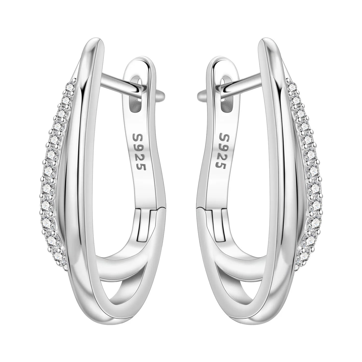 925 Sterling Silver Curled Grass Pattern Flower Hoop Earrings Women's Jewellery