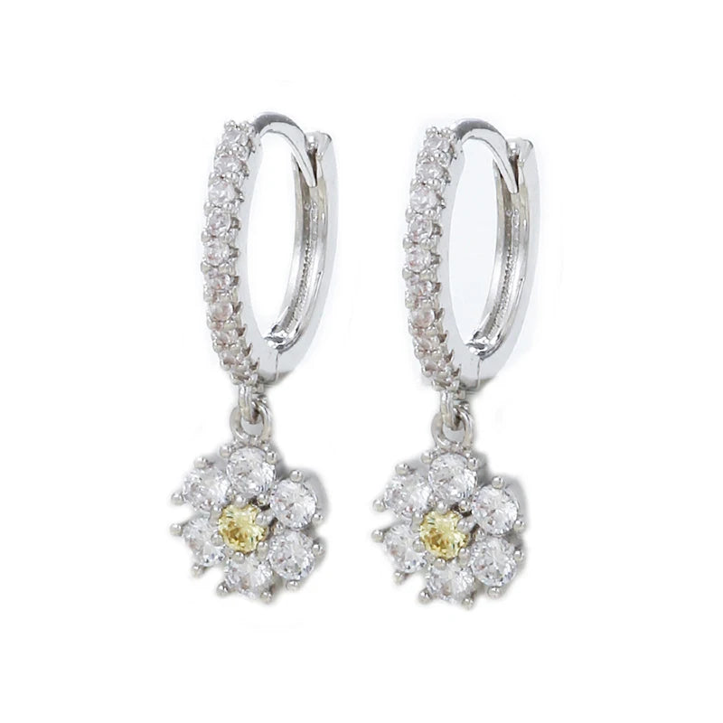 New Design Stainless Steel Zirconia Hoop Earrings Gold Colour Pendant