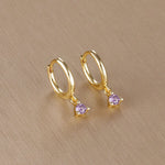 Simple Multicolor Stone Gold Colour Metal Small Dangle Earring