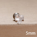 Korean Sweet Stainless Steel Zircon Heart Stud Earrings 3-6mm