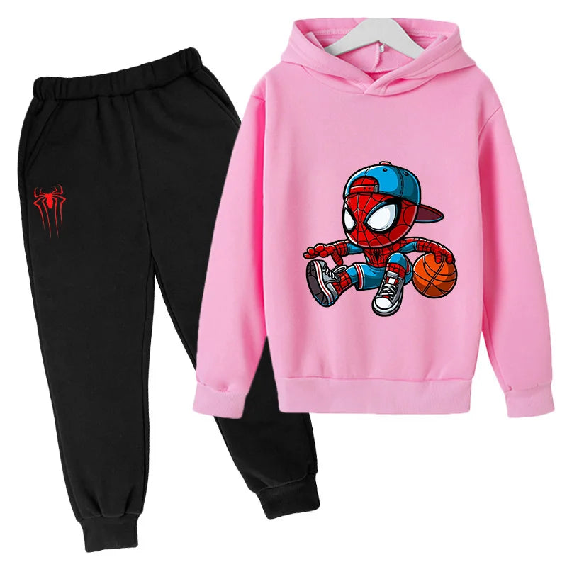 Kids Spiderman Pullover & Sweatpants Set Boys Girls Warm Fashion Outfit