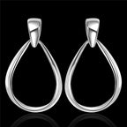 925 Sterling Silver 36mm Oval Water Drop Earrings Women Fashion Wedding Gift