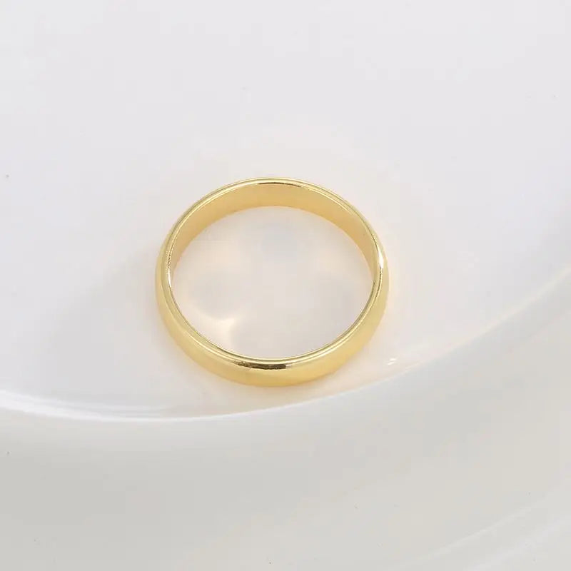 925 Sterling Silver Gold Colour Fashion Ring Classic Simple Couple's Wedding Engagement Gift