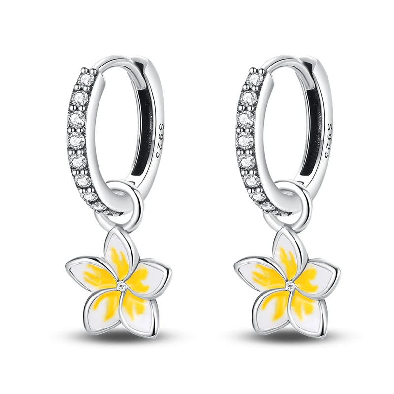 925 Sterling Silver Blue Iris Flower Drop Earrings Anniversary Jewellery Gift