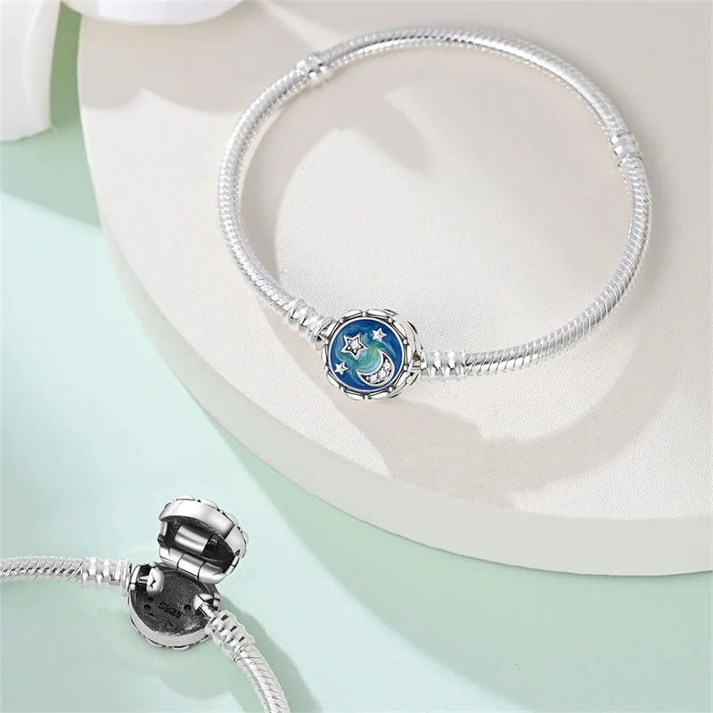 925 Sterling Silver Forever Love Peach Heart Bracelets Star Moon Airplane Earth Bracelets For Women Fit DIY Charms Party Jewelry