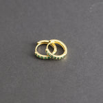 1 Pair Green Little Huggies Stainless Steel Hoop Earrings Tiny Rings