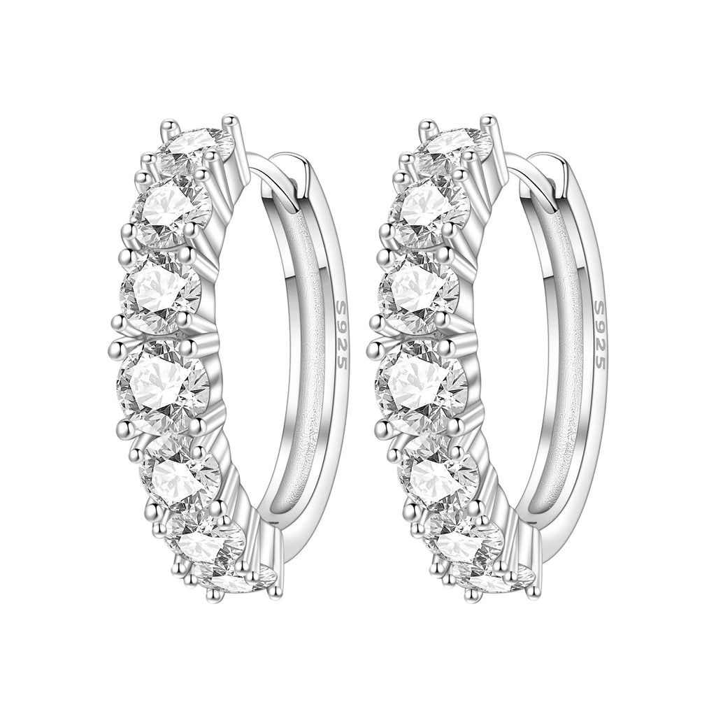 925 Sterling Silver Sparkling Blue Yellow Zircon Hoop Earrings Jewellery Gift