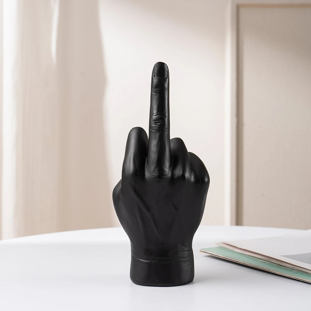 Black Gold Middle Finger Hand Gesture Figurine Pop Modern Art Decoration Accessories