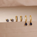 6PCS Exquisite Zircon Geometric Circle Earrings Set Gold Colour Steel