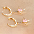 Luxury Crystal Zirconia Star Hoop Earrings Gold Plated Geometric