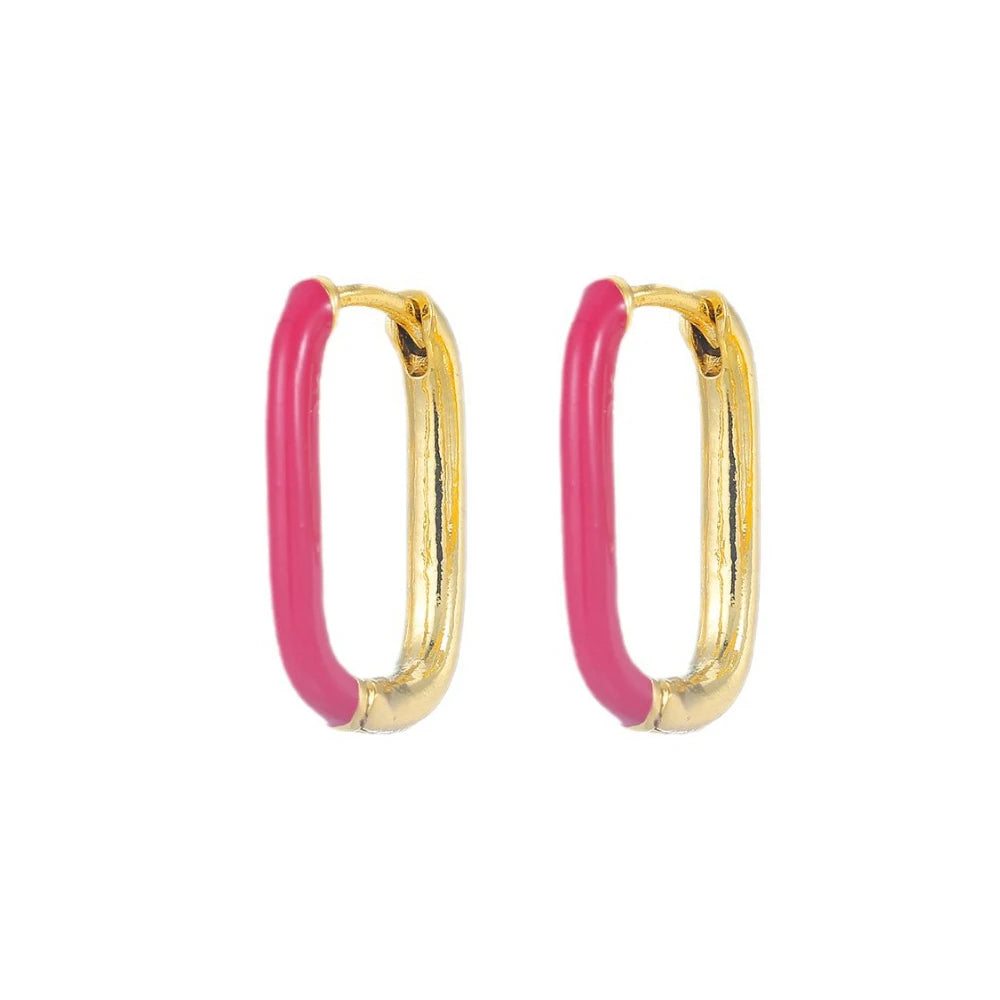 Colourful Neon Enamel Metal Huggie Hoop Earring Stainless Steel