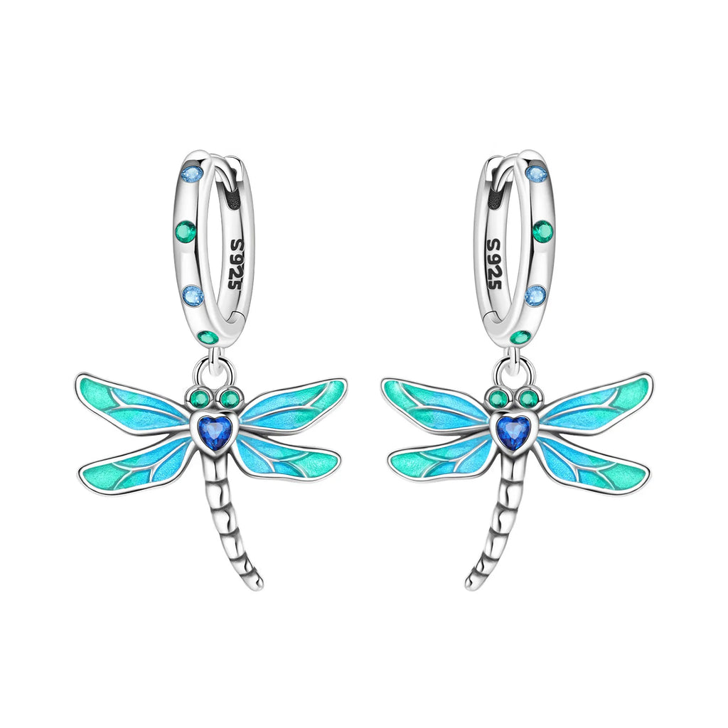 925 Sterling Silver Blue Iris Flower Drop Earrings Anniversary Jewellery Gift