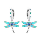 925 Sterling Silver Gradient Dragonfly Insect Drop Earrings Anniversary Gift