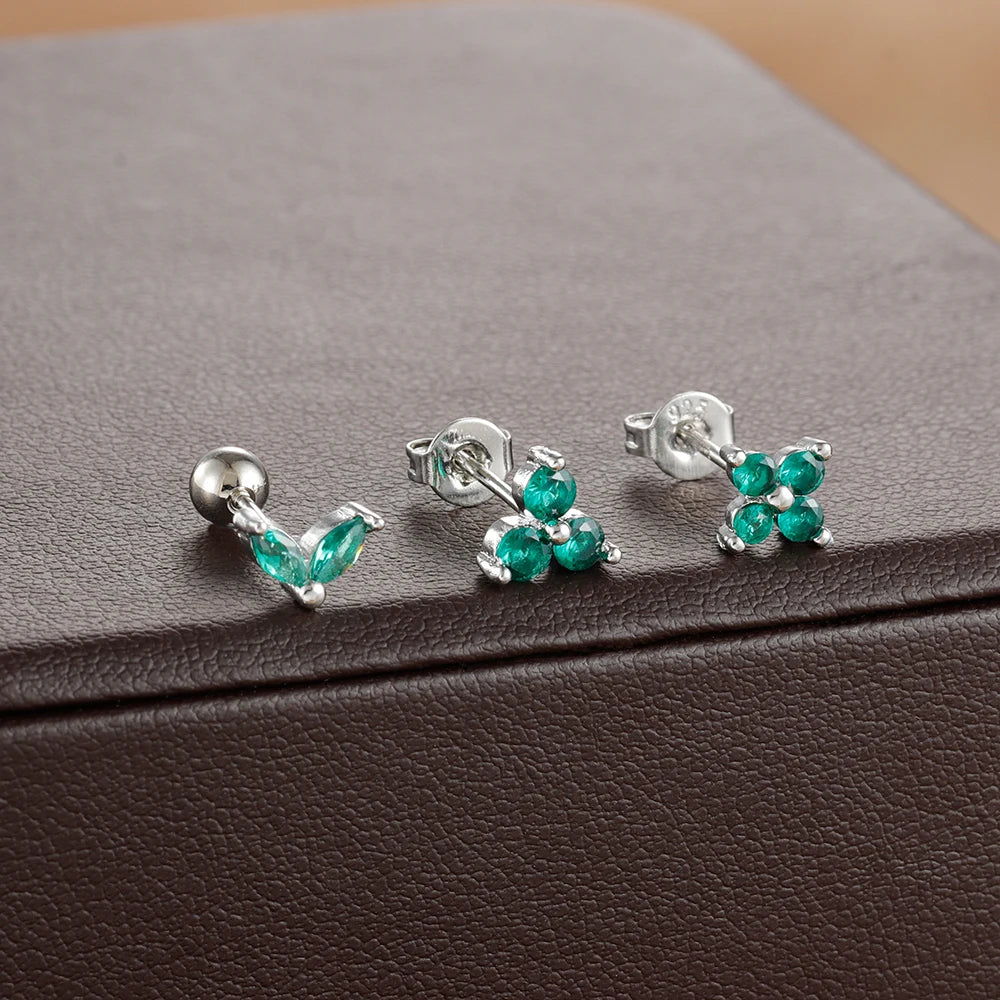 3PCS Stainless Steel Mini Zircon Cartilage Piercing Stud Earrings