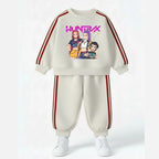 K-pop Girls Spring Clothing Set Cartoon Print Sweatshirt and Joggers Suit