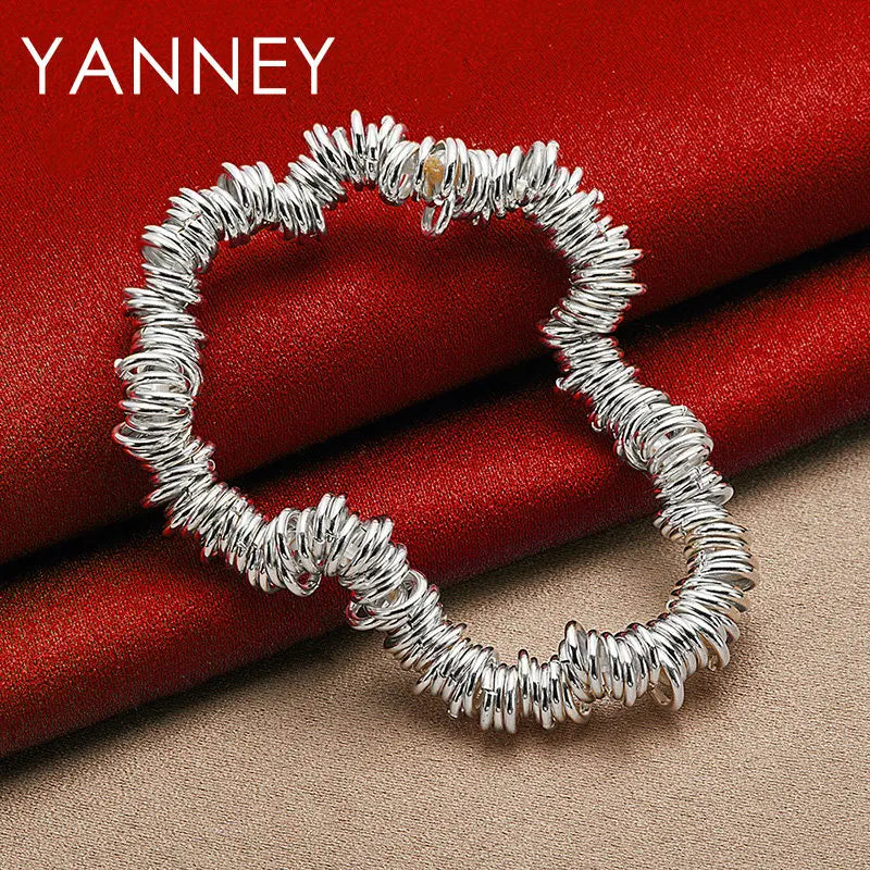925 Sterling Silver 8-inch Classic Bracelet Men Women Hip Hop Jewellery