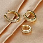 3PCS Round Circle Stainless Steel Zircon Huggie Hoop Earrings Set
