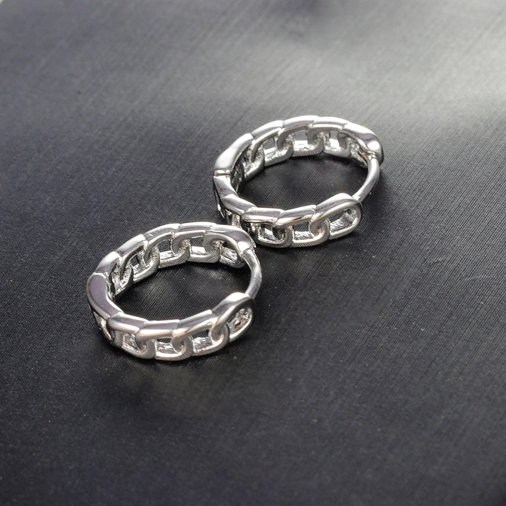 Fashion Zircon Link Chain Cross Hoop Earrings Stainless Steel