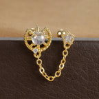 New Double Ear Studs Tassel Chain Hanging Earrings Flower Butterfly