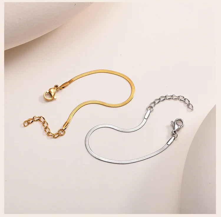 Snake Chain Bracelets for Little Girls 12cm-15cm, Hypoallergenic Non Tarnish Stainless Steel Adjustable Link