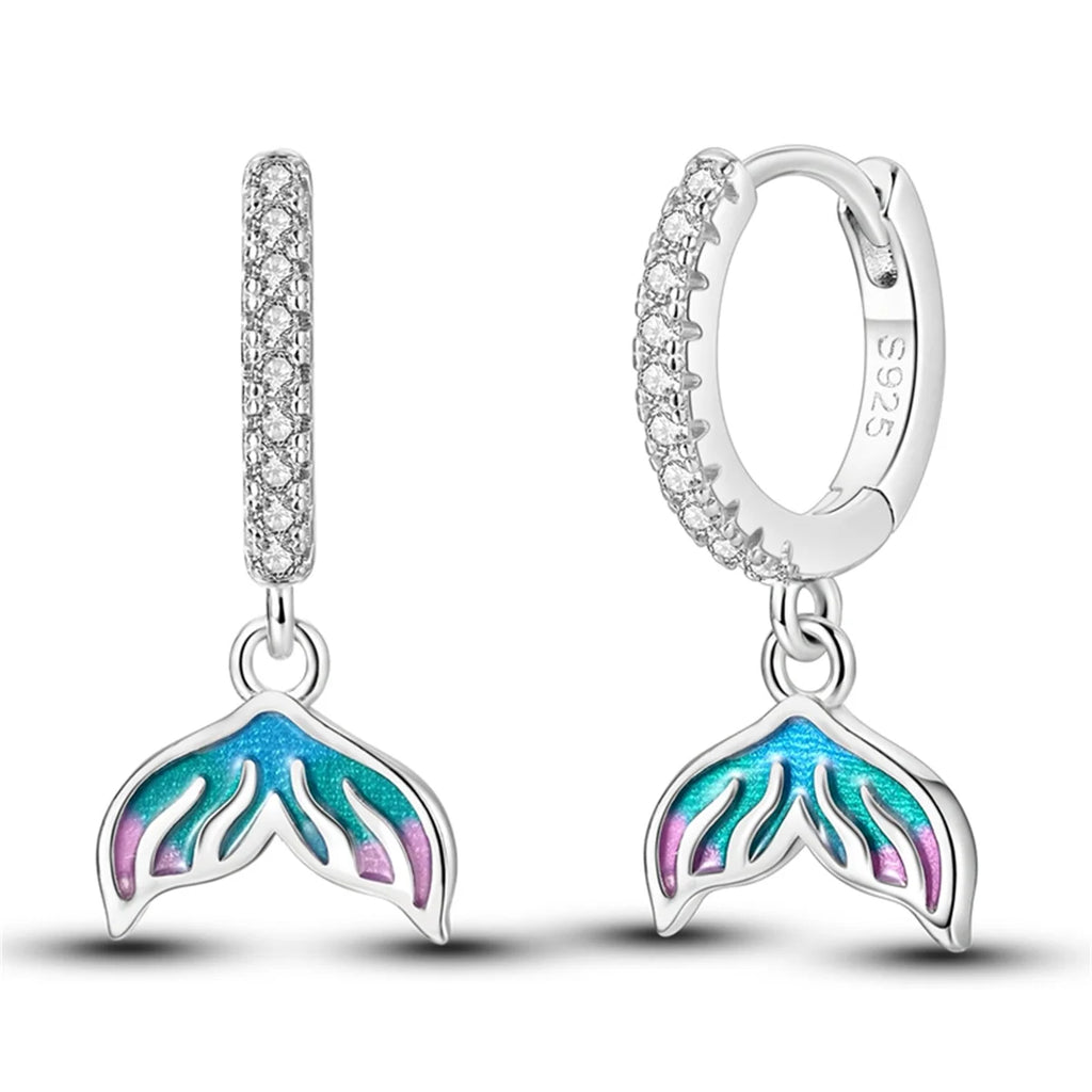 925 Sterling Silver Starry Love Tail Hoop Earrings Women's Jewellery Gift