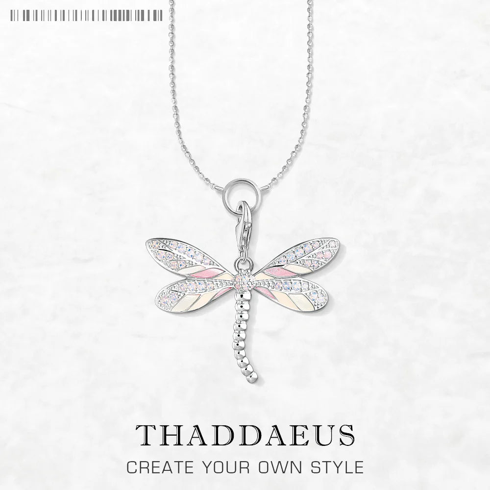 Pink Dragonfly Charm Necklace 925 Sterling Silver Filigree Jewellery Gift
