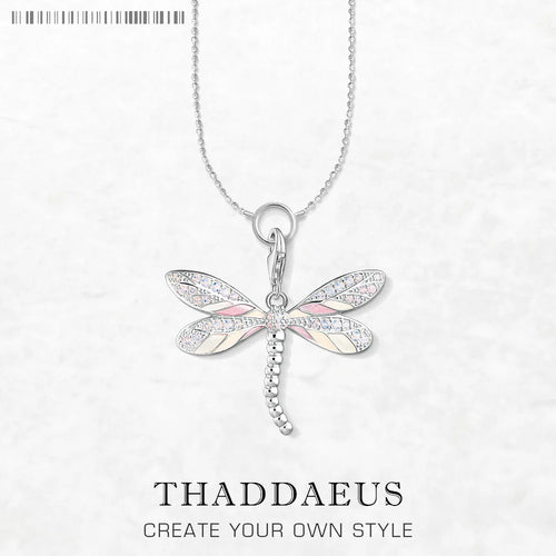 Pink Dragonfly Charm Necklace 925 Sterling Silver Filigree Jewellery Gift