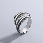 Feather Adjustable Ring 925 Sterling Silver Vintage Luxury Jewellery