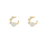 New Stainless Steel Cubic Zirconia Chain Hoop Earring Star Moon