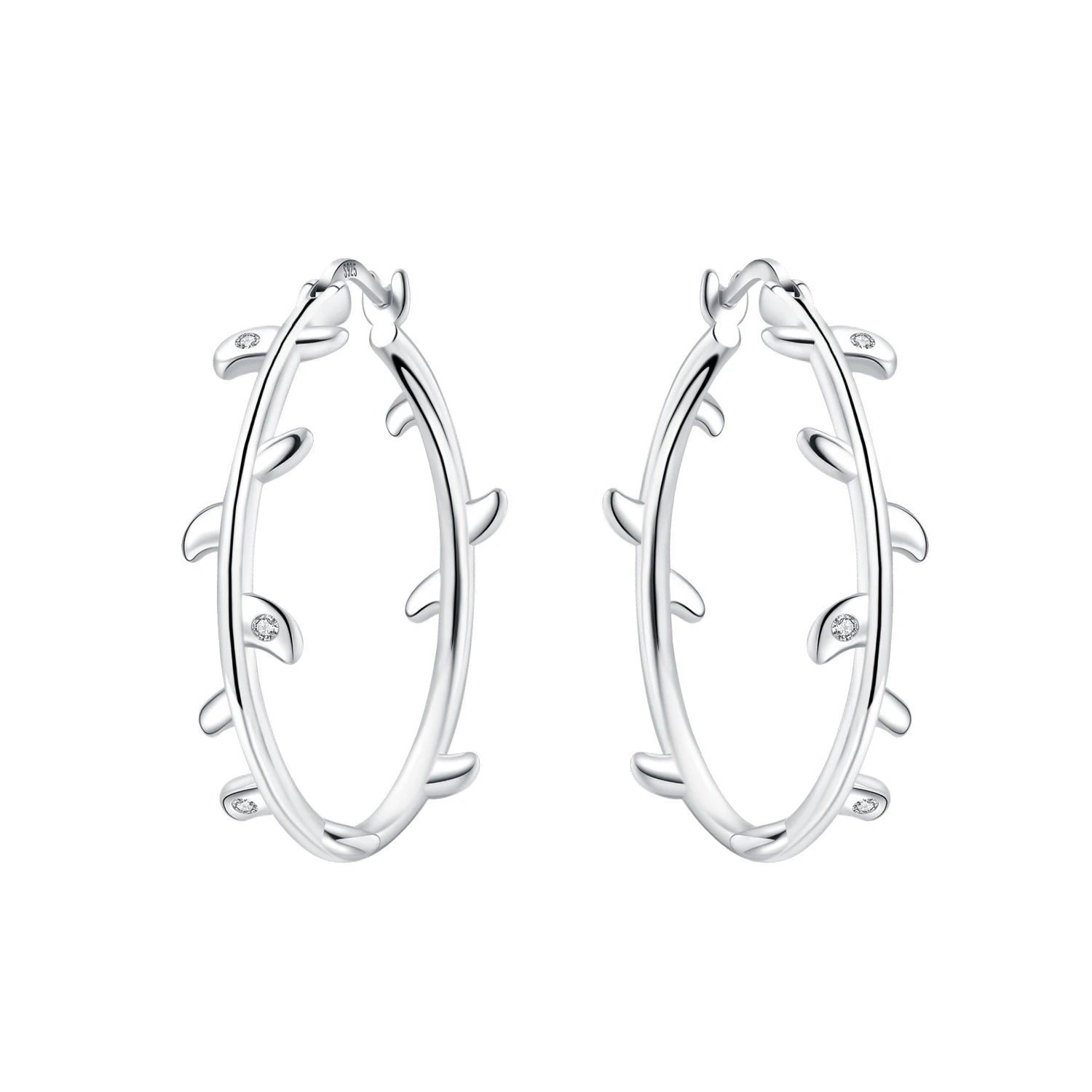 925 Sterling Silver Square Chain Stone Inlaid Hoop Earrings Trendy Jewellery