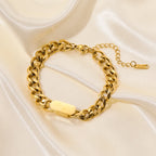 Gold Colour Stainless Steel Link Chain Bracelet Non-Fading Jewellery
