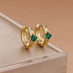 New Square Green Zircon Hoop Earrings High Quality Exquisite Gift